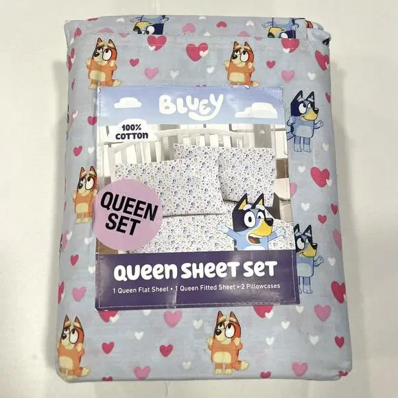 Bluey Bingo Hearts Queen Sheet Kids Set - Picture 3 of 3